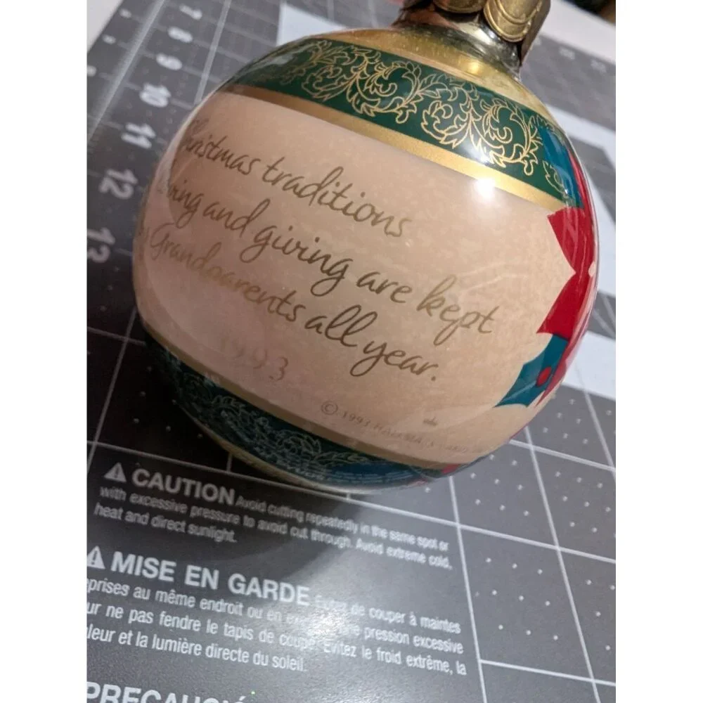 Hallmark Keepsake Grandparents Glass Ball Christmas Ornament 1993‎
